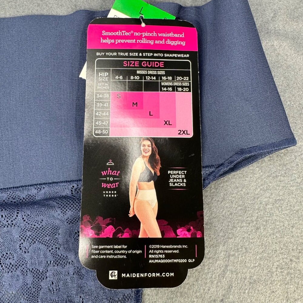 Maidenform Womens Size Large Shaper Thong Firm Control Lace Navy Blue New - Picture 5 of 10